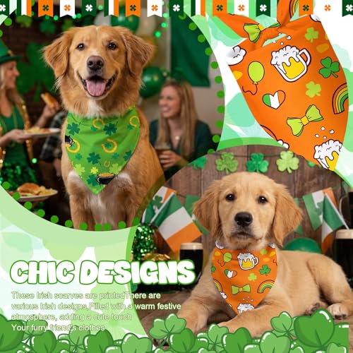 100 Pcs St Patrick's Day Dog Bandanas Bulk Green Shamrocks Bandanas for Dog Triangle Kerchief Bib Scarf for Pet Irish Costume Photo Props Accessories Pet Shops (St Patricks Day / 25.6 x 17.7 x 17.7 Inch)