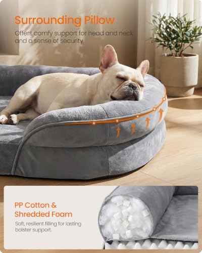 Orthopedic Dog Bed (M: 30"L x 20"W x 7"Th / Light Gray)
