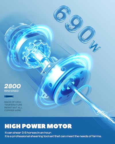 Horse Clippers 690W 28000RPM (Blue& 1Blade)