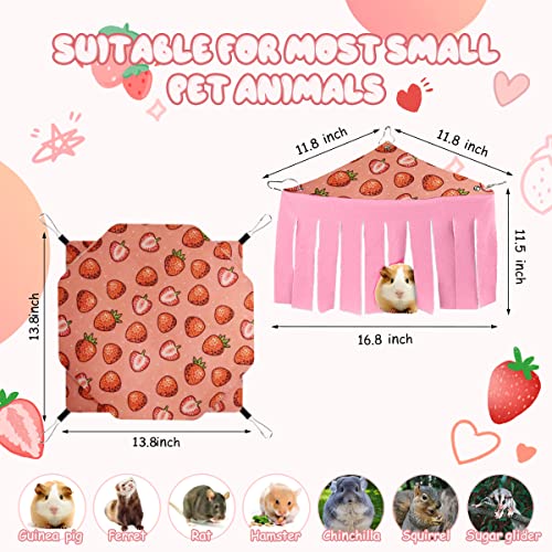 Guinea Pig Rat Ferret Hammock and Warm Bed Small Pet Hideout Tunnel Cave Hanging Bunkbed Hammock Cage Toy for Hamster Sugar Glider Squirrel (2.Hammock & Hideout)
