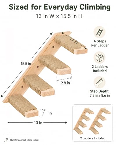 4 PCS Cat Wall Shelves with Curved Bed (Combo E (1 Foam-Mat Bed, 2 Ladders&1 Shelf) / Normal)