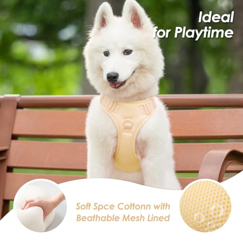 No Pull Dog Harness for Large Sized Dogs Puppy Vest No Choke (Light Yellow / L(Neck:20.9-31.5", Chest:24.8-37.4"))