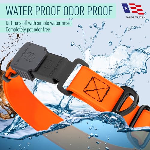 Biothane Waterproof Dog Collar with Herm Sprenger Stainless Steel Quick Release Buckle (W 1" x L 15"-25" / Hunter Orange)