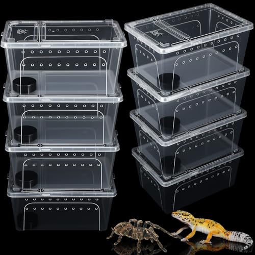 8 Pcs Reptile Breeding Box (Vent Holes / Clear / 12.6 x 8.66 x 5.91 Inches)