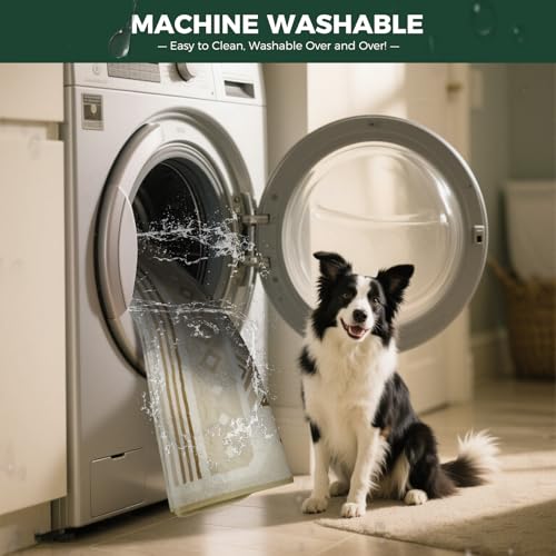 Washable Pee Pads for Dogs (Khaki Geometric / 35" Square (2 Packs))