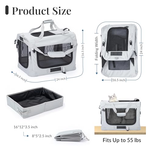 Extra Large Cat Carrier for 2 Cats (Starry Grey / 24.0"L x 16.5"W x 16.5"H)
