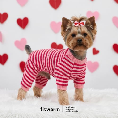Pink and Red Striped Dog Pajamas (X-Large / LightPink)