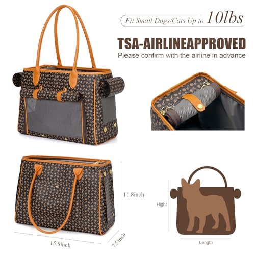 Fashion Pet Carrier Purse for Small Cat and Dog (Coffee / 15.8"L x 7.5"W x 11.8"H)