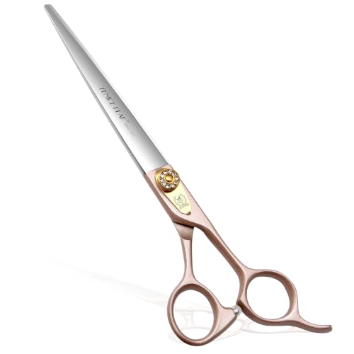 7.5'' Dog Straight Scissors for Grooming 440C Stainless Steel Rose Gold Professional Pet Trimming Scissors Sharp Blades Cutting for Dogs and Cats Shears (Straight / 7.5")