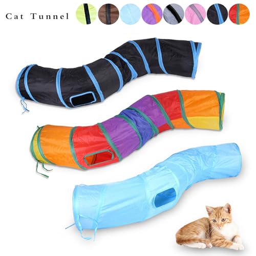 Cat Tunnel Toys for Indoor Cats Kittens Rabbits (47" (Shape S) / Grey)