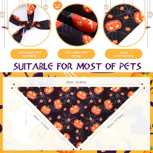 200 Pcs Halloween Dog Bandanas Bulk (Black, Orange, Purple / Halloween)