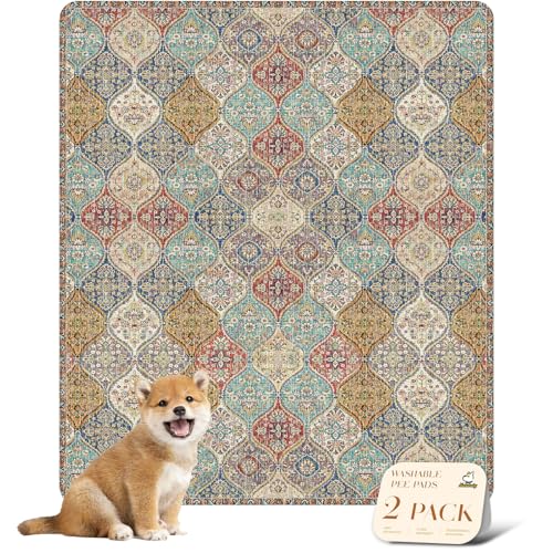 Washable Pee Pads for Dogs (31x36 Inch (Pack of 2) / Cream/Multi)