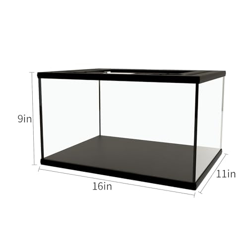 Reptile Glass Tank 16"x11"x9" Terrarium with Top Opening and Screen Ventilation for Leopard Gecko (16*11*9inch)