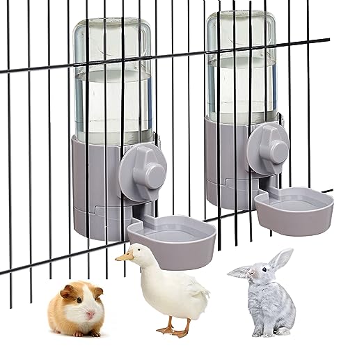 2Pcs Rabbit Water Bottle 17 OZ Bunny Hanging Water Fountain Automatic Guinea Pig Water Dispenser No Leak Drinking Feeder for Bunny Chinchilla Hamsters Cat Dog Small Animals