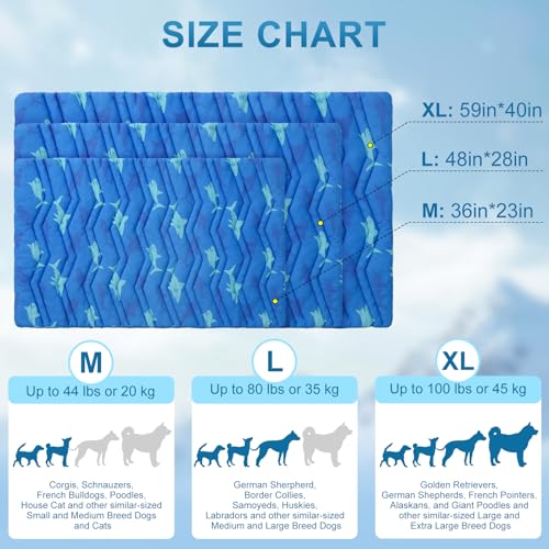 Cooling Mat for XLarge Dogs (Shark Blue / 59.0"L x 40.0"W x 1.0"Th(XL))