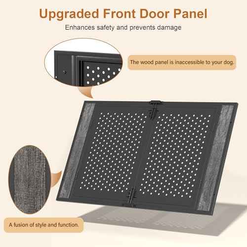 48" Heavy Duty Dog Crate Furniture for High Anxiety Dogs (Black and Gray / 48 inch)