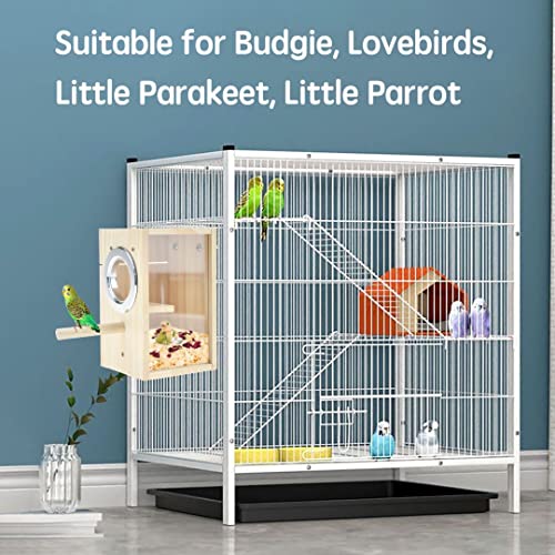 Bird Nest Box Parakeet Breeding Nest Box Bird Nest House Wooden Acrylic Transparent Breeding Box for Finch Lovebirds Cockatiel Budgie Conure Parrot (X-Small)