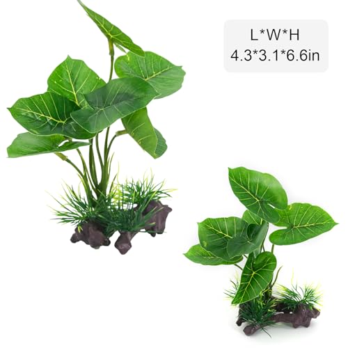 Fish Tank Decorations Aquarium Ornaments 3pcs Betta Silk Leaf Plants Artificial Driftwood Cave Aquarium Plants Accessories (E-3pcs Set/Green)