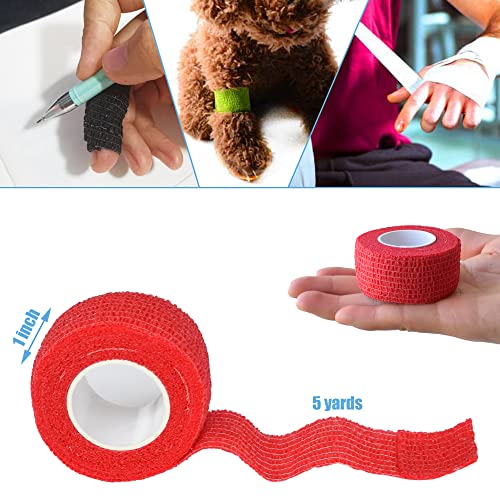 1 Inch Self Adhesive Bandage Wrap Cohesive Wrap (1 Inch / Red)