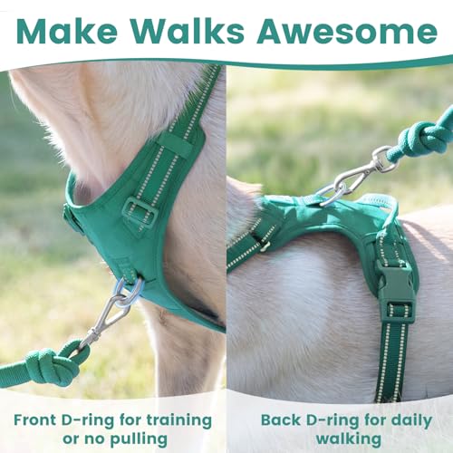 No Pull Dog Harness Front Clip Handle (Marrs Green / M(Neck:18.5-25.6",Chest:20.9-30.7"))