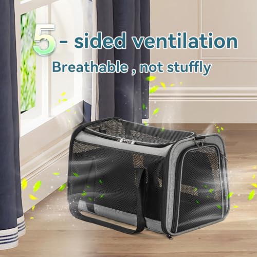 Cat Carrier Dog Carriers Airline Approved (18.0"L x 11.0"W x 11.0"H / Z-Gray)