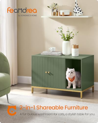 Cat Litter Box Enclosure (Forest Green + Gold / L (31.5"l X 19.7"w X 21.7"h))