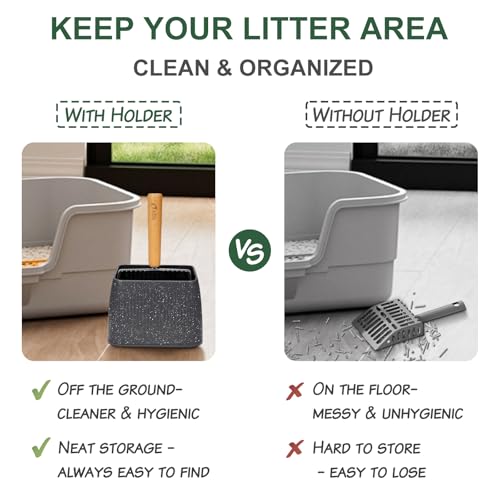 Cat Litter Scoop with Holder (Scoop-Black)