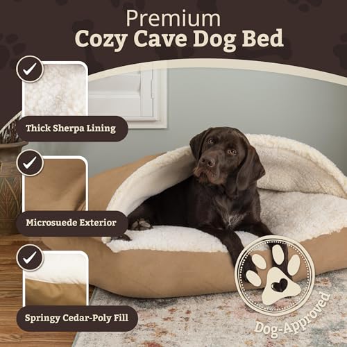 Rectangle Cozy Cave Dog Bed (Camel / Medium)