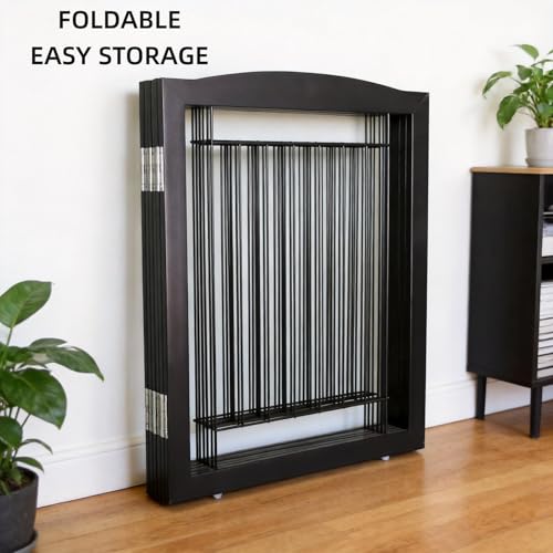 Freestanding Dog Fence Indoor (Black / 【6 Panels】120''w x 24''h)