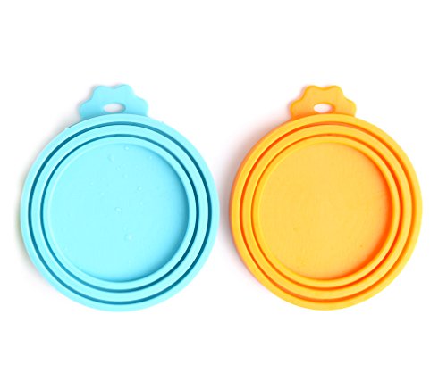 Pet Food Can Cover Silicone Can Lids for Dog and Cat Food (Blue/Orange)