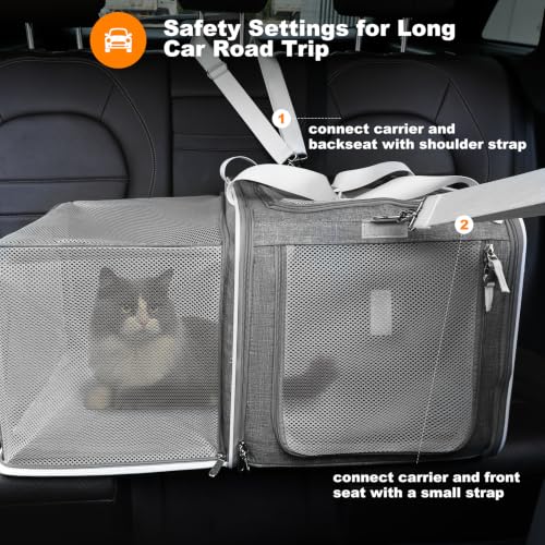20x14x14 Expandable car cat Carrier (Grey)