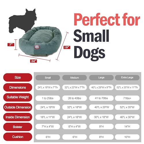 Villa 24 Inch Shredded Memory Foam Dog Bed for Small Sized Dog 24x19x7 Inch (Azure)