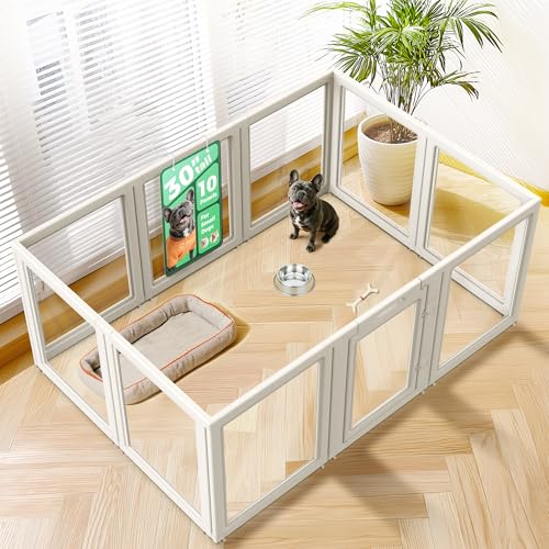 AuraSpace Clear Acrylic Indoor Dog Playpen (White / 30"H)
