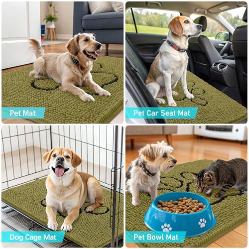 Dog Door Mat for Muddy Paws 36x24 (Willow Green / 36" X 24")