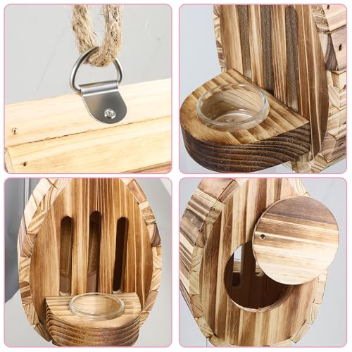 Butterfly House Wooden Habitat Natural Nesting Box Garden House with Feeder Hanging for Bee Butterfly Ladybirds for Garden Outside (Type A)