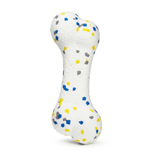 7.28" Indestructible Large Bone Balls for Aggressive Chewers Durable Stick Bouncy Interactive Chew Toy for Dogs Fetch Game Lightweight Floating Outdoor Training (White-Bone)