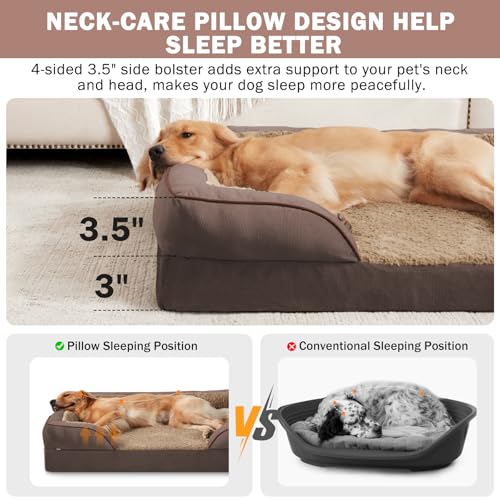Orthopedic Dog Bed for Large Dogs (Dark Brown / L (35"x 25"x 6.5"))