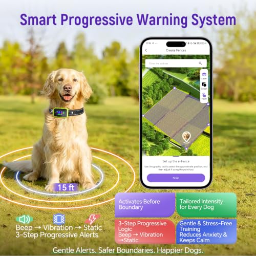 GPS Wireless Dog Fence & Remote Training Collar (Green)