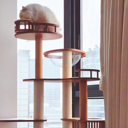 Cat Tree 72.3" Solid Wood Multi (L23.6"xW23.6"xH72.3")