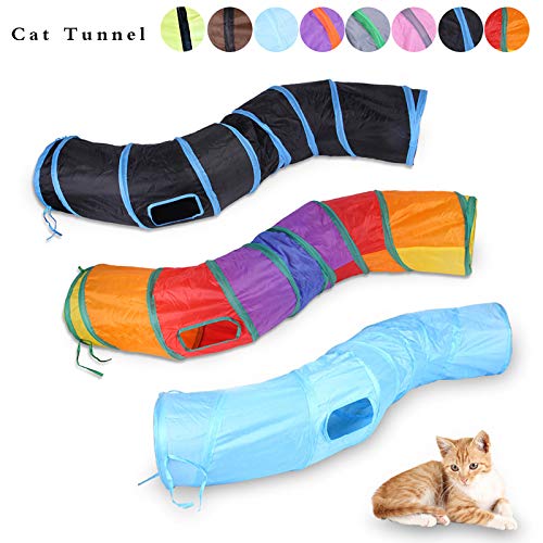 Cat Tunnel Toys for Indoor Cats Kittens Rabbits (47" (Shape S) / Brown)