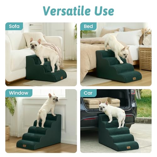 Wide Dog Stairs for Small Dog 19.7" H (Dark Green / Wide:17.7"x28"x19.7")