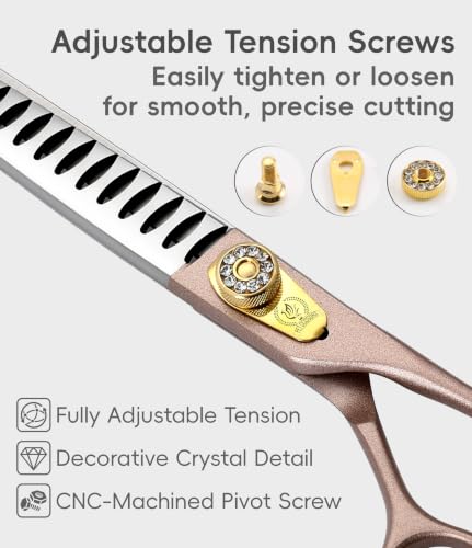 Thinning Shears for Dogs and Cats Rose Gold Pet Grooming Scissors Chunkers Shears 440C Stainless Steel Professional Dog Trimming Scissors 8'' (Chunker / 8")