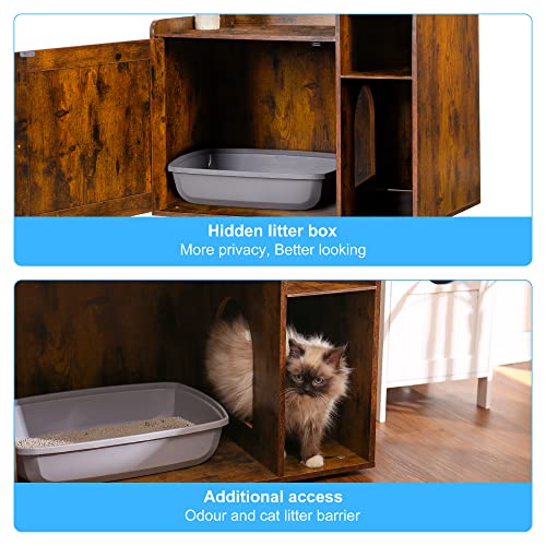 Cat Tree Tower (L (28.3"×17.7"×48.0") / Rustic Brown)