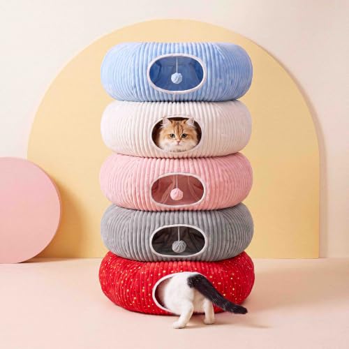 Cat Tunnel Bed for Indoor Cats (Grey / Medium)