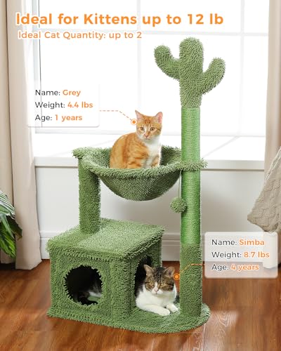 40" Cactus Cat Tree with Hammock (40" / Cactus Green)
