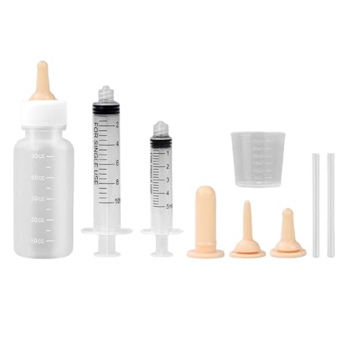 Pet Feeding Bottle Set (1 Bottle+3 Nipples+2 Syringes + 1 measuring cup)