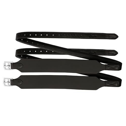 Exion Horse Stirrup Leather for English Saddle (Black / 145 cm / 58 inch)