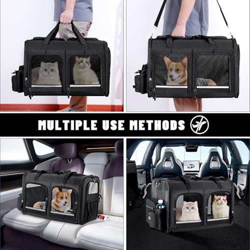 Cat Carrier for 2 Cats (Black with 2 Pocket)