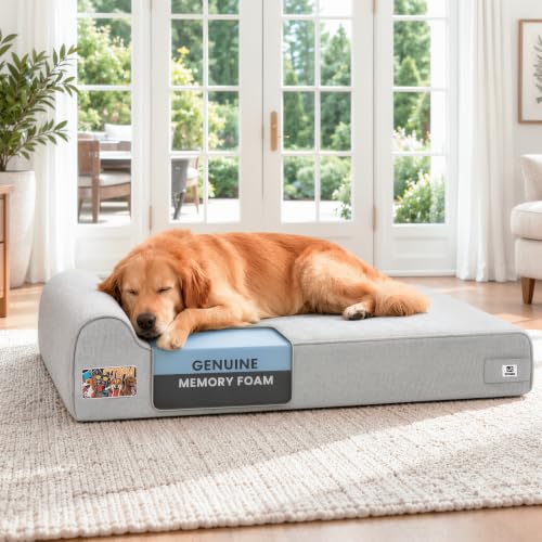 Orthopedic Dog Beds for Extra Large Dogs (XX-Large / Canvas-Grey)