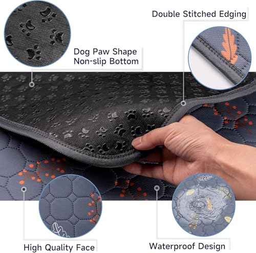 Washable Pee Pads for Dogs Large 24" x 72" 2 (Leaves - Deep Grey / Runner 24x72 Inch (Pack of 2))
